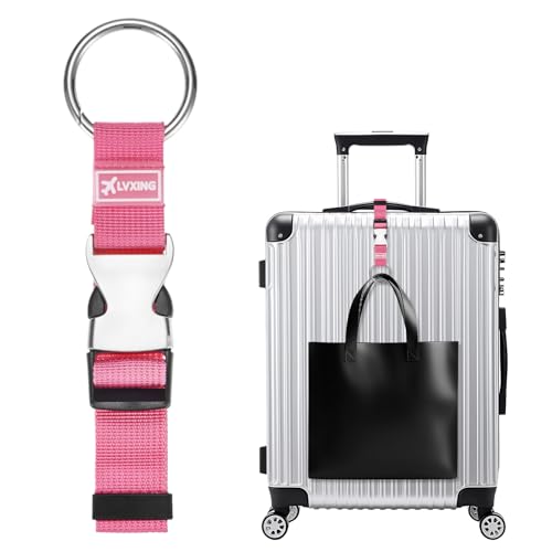 Image of M METERXITY 1-Pack Add A Bag Luggage Strap, Adjustable Suitcase Belt for Connecting Luggage /Backpack /Jacket, Carry Strap with Ring Buckle [Red]