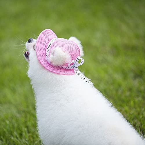 Pet Dog Sun Protection Visor Hat,Mesh Porous Sun Cap With Ear Holes Baseball Caps Hats With Adjustable Neck Strap Pet Princess Cap(S,Rainbow) #TOP5