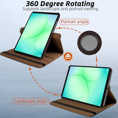 Image of TGK 360 Rotatable Smart Flip Cover for Samsung Galaxy Tab A11 8.7 Inch Case 2025 / Galaxy Tab A9 8.7 Inch 2023 (Brown)