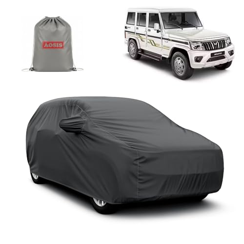 Image of AOSIS 'Waterproof' Car Cover Compatible with Mahindra Bolero B4 /B6 /B6 Opt 300 GSM Uly Coated Thick Fabric 4X4, Adjustable Belt Buckle, Elastic Grip