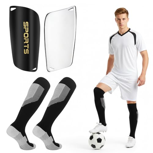 Image of Proberos Football Shin Guard & Socks Set for Youth & Adults, Light Weight & Breathable Socks, EVA Protective Cushion Shin Pads for for Football Games, Training, Basketball, Baseball, Running, Size L