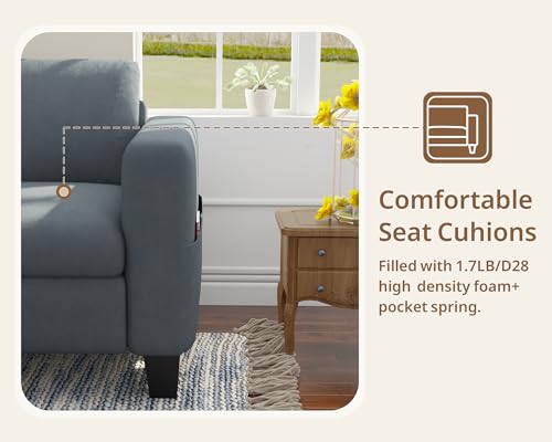 Image of SRMS Sectional Couches for Living Room 78 inch L Shaped Sofa with Storage Ottoman | Free 3 - Pillows | Sofa Set for living Room, Office, Hotel | Modern Classic 3 Seater Sofa Set | Timeless Appeal | Grey