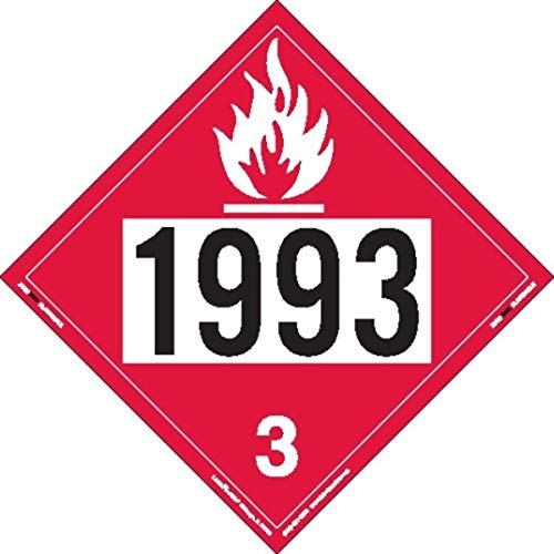 Labelmaster ZVR21993 UN 1993 Flammable Liquid Hazmat Placard, Removable Vinyl (Pack of 25)