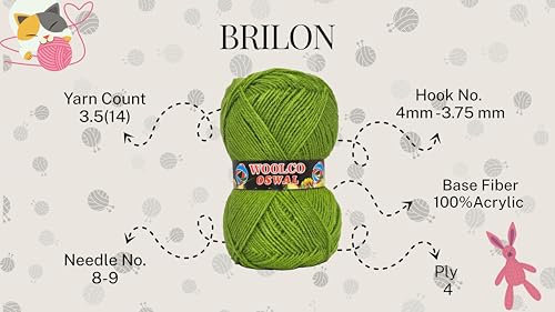 Image of Brilon Acrylic Hand Knitting Yarn Balls Pack of 4 (50g Each) -Soft Wool Yarn for Knitting, Craft, DIY Projects, Sweaters, Scarves, Multicolor Wool Thread for Home Use (Pastel Blue)