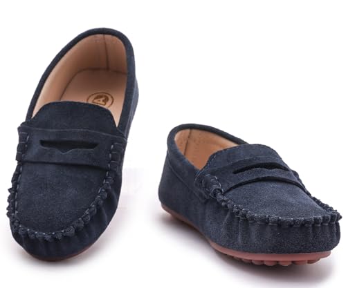 DADAWEN Toddler Little Kid Boys Girls Soft Suede Leather Slip On Loafer Flats Dress Shoes Casual Boat Shoes Wedding Church School Oxford Shoes Loafers...