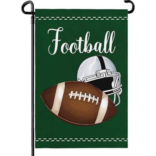 Dacawin Football Garden Flag Football Helmet Double Sided Yard Flag The Big Game Polyeaster Garden Flags Sunday Sports Party Vertical Green House Banner 12 x 18 Inch Outdoor Decorative