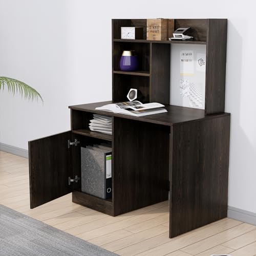 Image of Bniture Wooden Study Table for Home | Engineered Wood Study Table with Bottom Storage Shelf | Multi Purpose Computer Desk for Writing & Study | Laptop Table for Study Room & Office | Flower Wenge