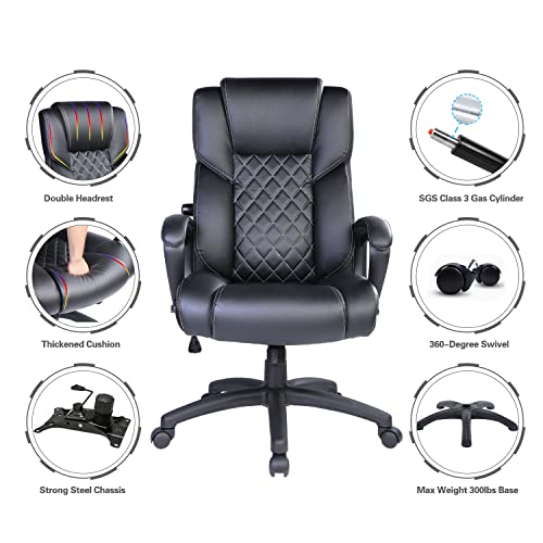 Bowthy Executive Massage Office Chair With Heated,45°Reclining Ergonomic Office Chair With Footrest,High Back Computer Desk Chair With Wheels,Diamond-Stitched Cushion Leather Office Chair (Grey #TOP6