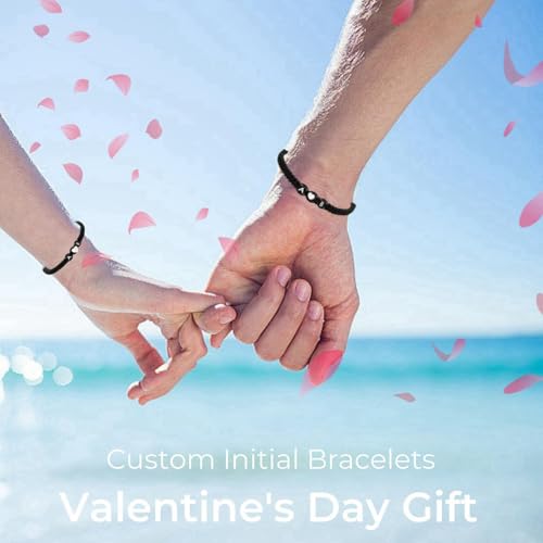 Custom Couple Matching Bracelets, Initial Letter, Couple Bracelets,Handmade Braided Adjustable Rope,Gifts for Boyfriend Girlfriend,Valentines & Anniversary Day Couple Gift,2pcs2
