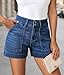 Pink Queen Women's Jean Shorts Empire Waist Stretchy Zip Up Front Button Closure Classic Denim Shorts with Pockets Summer Fashion Shorts Dark Blue M