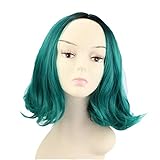 Nota: No se puede teñir. Gradiente Verde Corto Peluca de Pelo Rizado Peluca mullida Femenina