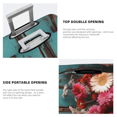 Travel Luggage Cover Rustic Flowers Suitcase Protector Elastic Washable Stretch Suitcase Protector Anti-Scratch Travel Suitcase Cover Fit 18-32 Inch Luggage3