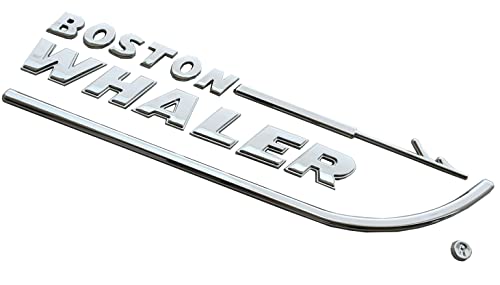 Image of 1pc Boston Whaler Emblem 3D Badge Nameplate Letter Size 8-3 /4 inch X 2 inch Peel and Stick (Chrome)