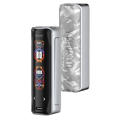 SMOK X-PRIV Solo Box Mod - [nécessite 1 x 18650 piles - vendu séparément], 80W, connexion filetée 510, DL vaping, double écran, sans nicotine (Coquille blanche)