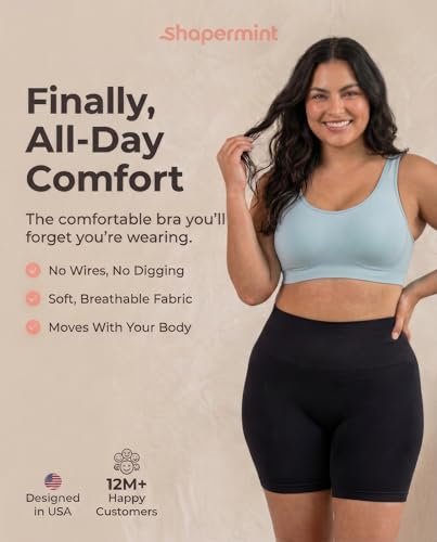 Image of SHAPERMINT Bralettes for Women with Support - Adjustable Wireless Support Bra, Full Coverage No Underwire Seamless Bra