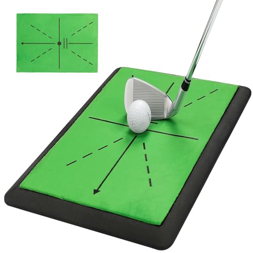 Golf Mats Practice Indoor Outdoor Path Feedback Golf Training Mat 16\"X12\" Detection Batting Extra Replaceable Golf Impact Mat Golf Accessories for Men/Women