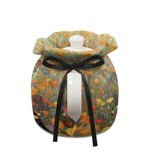 Image of Xoenoiee Black Cat Floral Print Tea Pot Cosy Cotton Tea Cozy for Teapots Dust Cover Insulated Kettle Cover Teapot Warmer for Home Kitchen Decorative Accessories