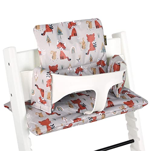 Image of UKJE Cushion Compatible with Stokke Tripp Trapp - Soft Seat Cushion for Infants, Babies & Toddlers, High Chair Accessories, Cotton Fabric Insert, Easy to Install, Handmade in Europe (Grey Foxes)