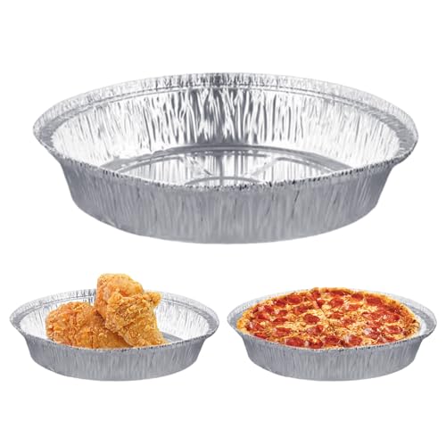 Lot de 10 grands moules à tarte en aluminium de 22,9 cm, jetables et recyclables, pour la cuisson, la cuisine, le congélateur, les moules ronds, légers mais...