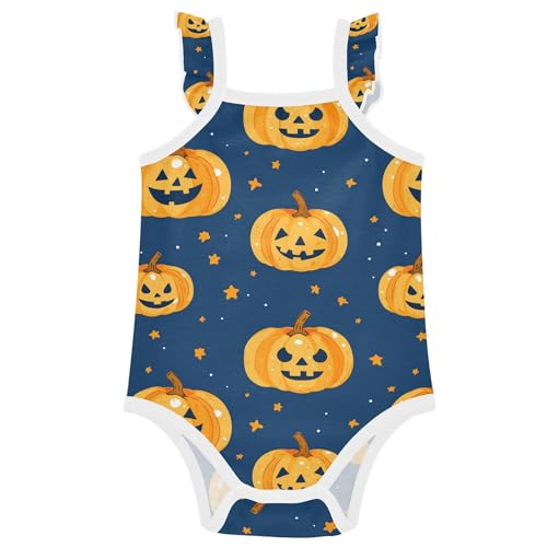 Wudan Fall Stars Pumpkins Baby Sleeveless Bodysuits Summer Cotton Baby Undershirts Toddler Romper First Birthday 9M
