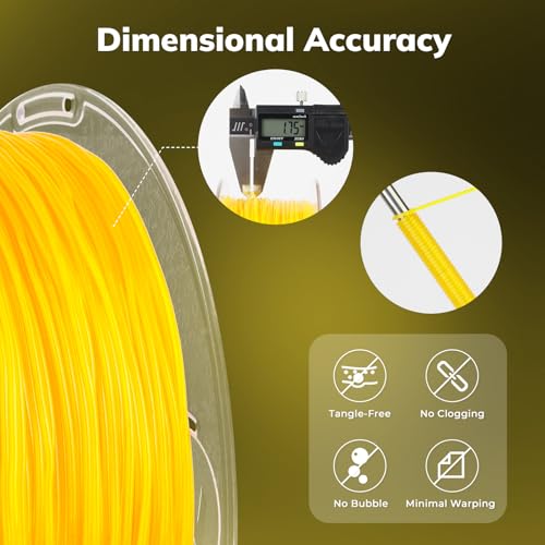 Image of AMOLEN 95A TPU 3D Printer Filament, 1.75mm Glow in The Dark Yellow, Soft TPU Flexible 3D Printing Filament, Best with UV Lamps, 1kg Spool, Dimensional Accuracy + /- 0.02 mm, Fit Most 3D Printers