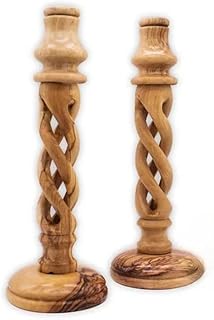 Hollow Spiral Wooden Candle Holders for Table Décor | Wooden Candlesticks