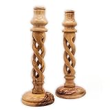 Hollow Spiral Wooden Candle Holders for Table Décor | Wooden Candlesticks