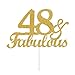 48 & Fabulous Cake Toppers Gold Glitter, Happy 48th Birthday Cake Topper Cheers to 48 Years Old Bday Decoration, Forty-eight and Fabulous Cake Decorations for 48th Birthday Anniversary Party