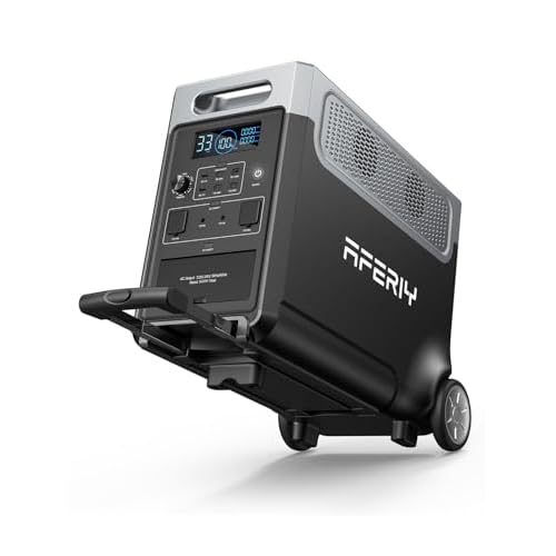 AFERIY 3600W Solargenerator, 3840Wh LiFePO4 Tragbare Powerstation mit USV, 3x230V AC Ausgang 3600W (7200W Peak), Stormerzeuger 2200W Schnelles Stromspeicher Aufladen für Reise, Outdoor-Campi