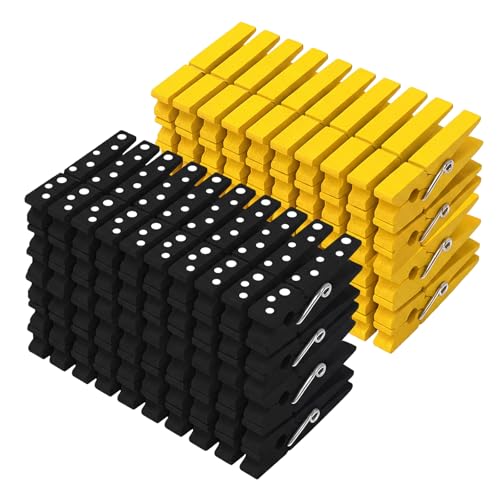 Weysat 120 Pcs Bee Festival Colored Clothes Pins 2.9 Wooden