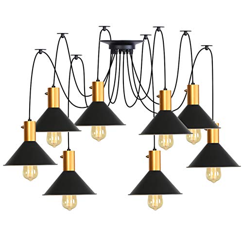 Lustre vintage industriel réglable 2M avec interrupteur pour salle à manger