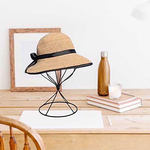 Mydio 2 Pieces Modern Metal Hat Stands Durable Stable Metal Hat Cap Rack Wigs Holder, Metal (Black) #TOP5