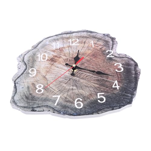 PRETYZOOM Reloj De Pared De Madera y Silencioso con Diseño De Anillo Anual para Decoración
