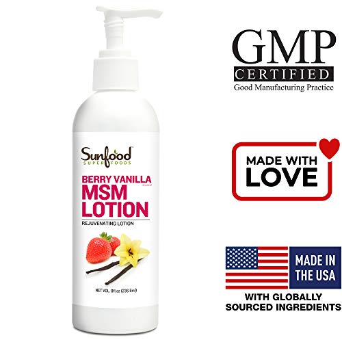 Sunfood Superfoods Msm Lotion | Berry Vanilla Scent | Natural Vitamins & Organic Ingredients | Free Of Parabens. 8 Oz Pump Bottle #TOP2