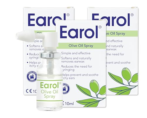 Earol Olive Oil Ear Wax Removal Spray Clinically Proven Reduces the Need for Syringing 180 Metered Doses in 10ml Spray Bottle (Pack of 3)