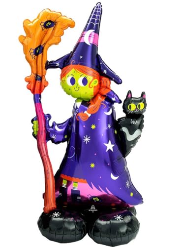 Amscan 4241811   Globo de aluminio bruja terrorífica, tamaño aprox. 130 cm, globo AirLoonz de varias partes, se puede llenar con helio o aire, regalo, decoración, cumpleaños, carnaval, Halloween