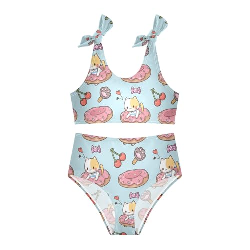 Wusikd Cat Donut Girls Swimsuits Two Piece Swimwear Bikini Set for for Girls Size 9-103