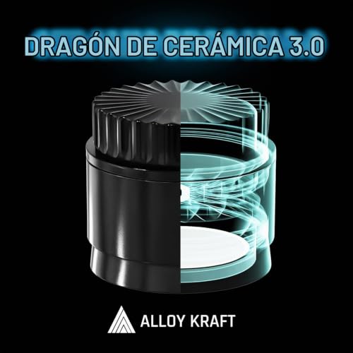 Miniatura 2 de Grinder Cerámico Premium Ceramic Dragon 3.0 Revestimiento Dragon Crystal Ceramic 5 Piezas Con Imanes N52 62 Mm Ø Molinillo Para Hierbas Y Especias. Negro
