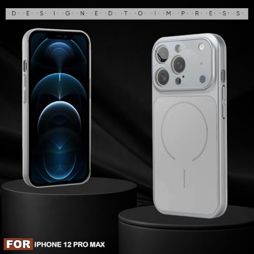 Image of SHINESTAR Premium Luxury Case Compatible with iPhone 12 Pro Max | Protective Back Cover with Camera Lens Safety | Wireless Charging Support | Slim Fit Durable Design | Enhanced Grip Protection Silver