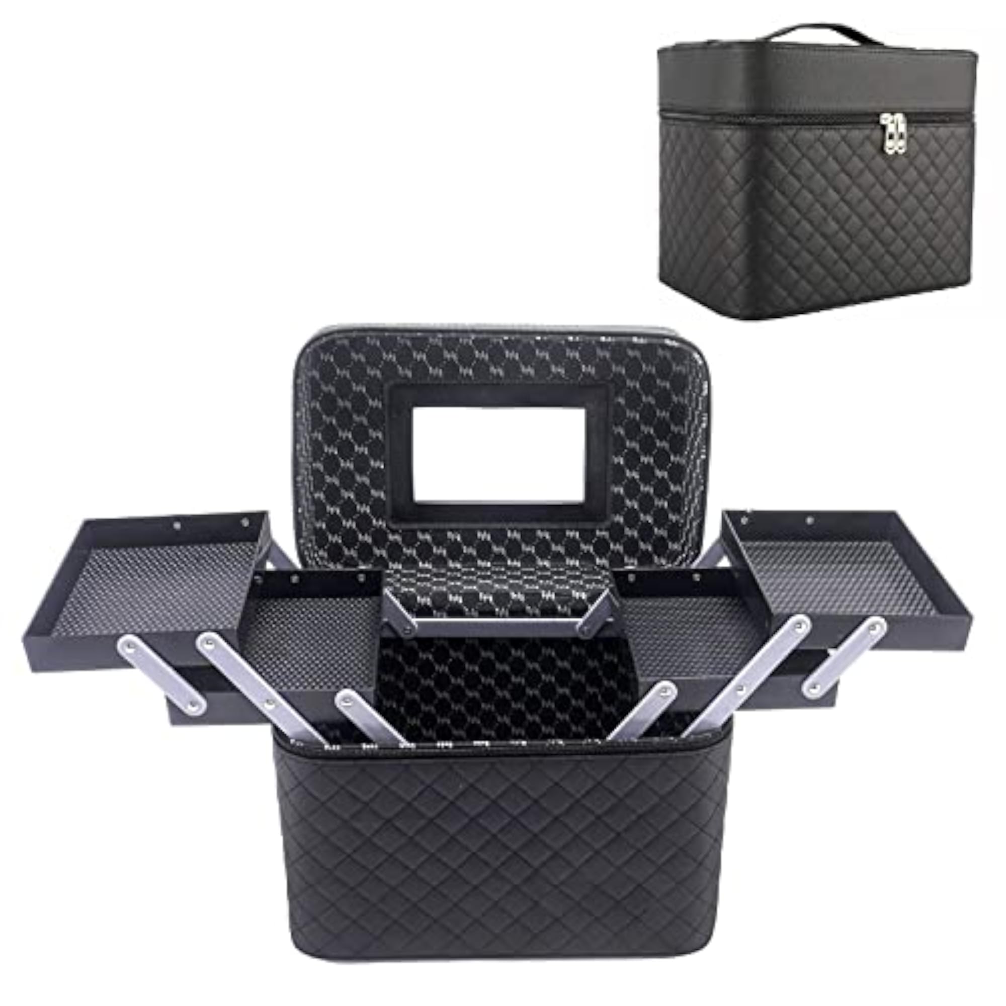 Nylon Professional Vanity Case with Mirror for Travel