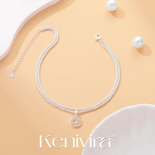 Image of Kenivira Sterling Silver Ankle Bracelets for Women,Gold Dainty Layered Waterproof Anklet for Women, Anklet Set Stackable Beach Gift Adjustable Size