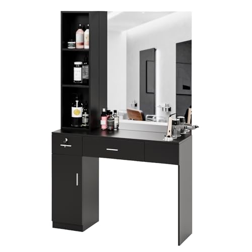 OmySalon Wall Mount Barber Station with Storage