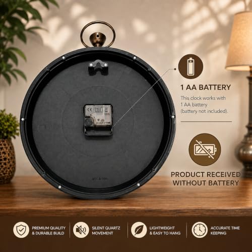 Image of ARMONIA Vintage Industrial Wall Clock 38 cm | Premium Acrylic Analog Clock | Dual Tone Antique Finish | Silent Quartz | Modern Home & Office Decor