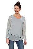 Leicht transparenter Chiffon GINA LAURA Damen Chiffonbluse, doppellagig, Streifen mitteltürkis 44 728198 49-44