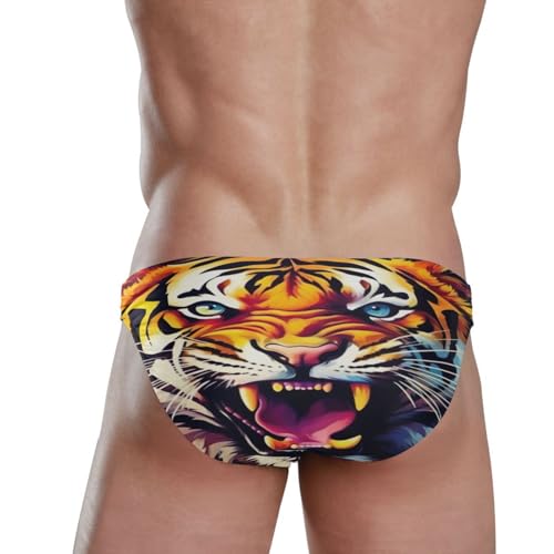 Tiger Men's Swimwear Sexy Bikini Solid Siwmming Briefs 20857368tiger3