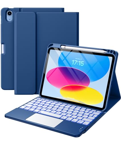 Harvopu keyboard case for iPad 10th generation in navy blue