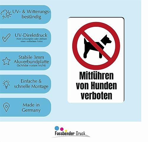 Verbotszeichen/Verbotsschild Mitführen von Hunden verboten (P021) - zum markieren von Verbotszonen nach DIN EN ISO 7010