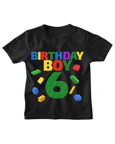 Luke & Lulu - 6th Birthday Shirt Boy Level 6 Unlocked, Turning Six, and Blocks Designs Boys' Tops, Tees & Shirts