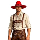Generisch Élégant béret ethnique avec large bord en forme de cœur, convient également comme chapeau de jazz pour les occasions formelles et décontractées., rouge, 58