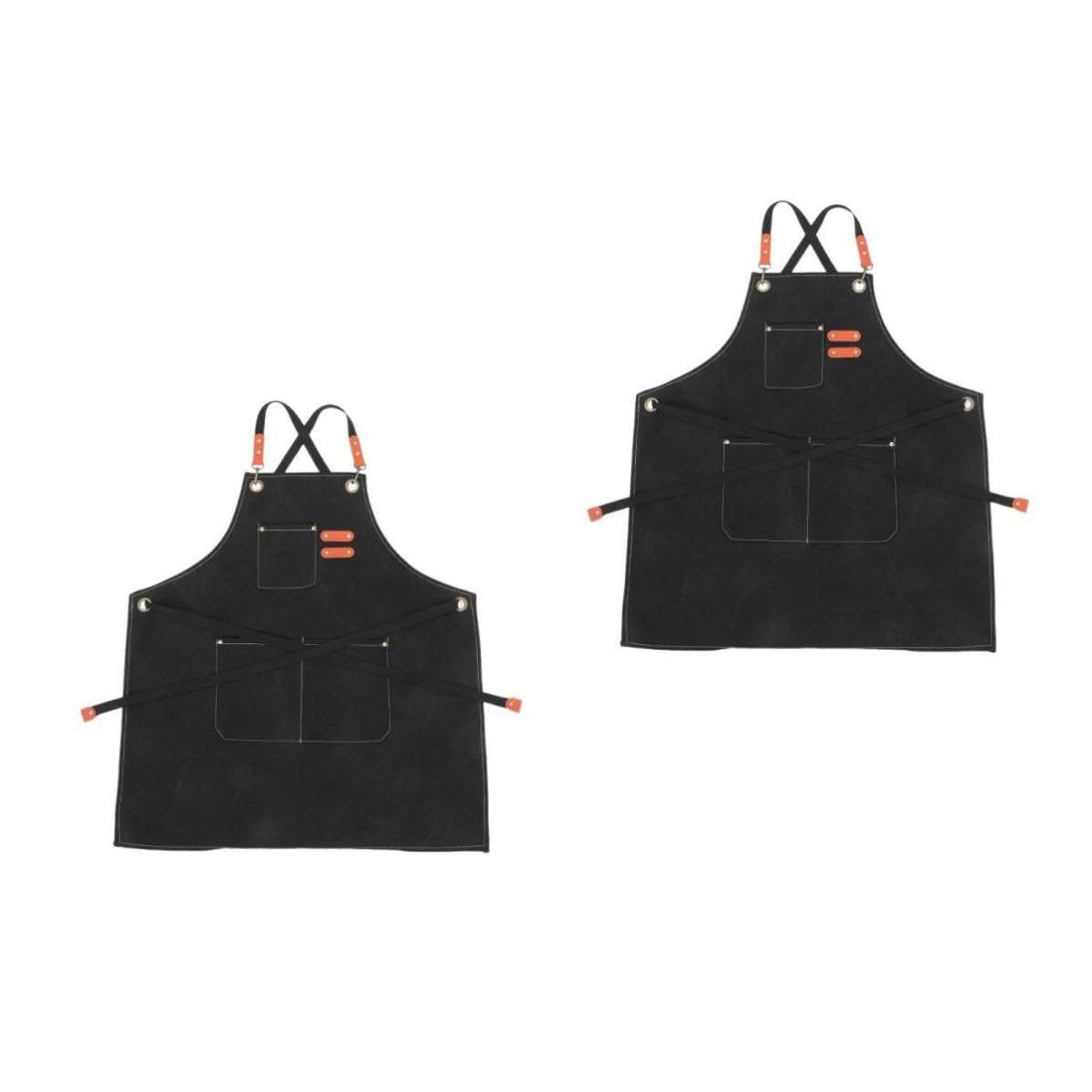 Sewroro 2 Piezas Delantal de Cocina de Lona con Múltiples Bolsillos, Diseño Sencillo y Resistente al Aceite, Adecuado para Barbacoa y Repostería, para Hombres y Mujeres